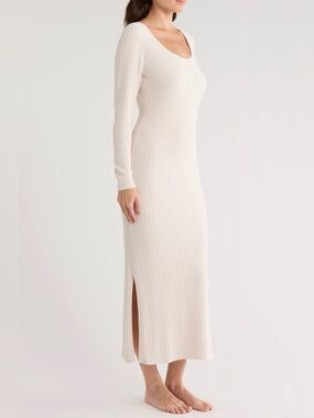 BAREFOOT DREAMS CozyChic Ultra Lite Ribbed Scoop-Neck Long-Sleeve Midi Dress